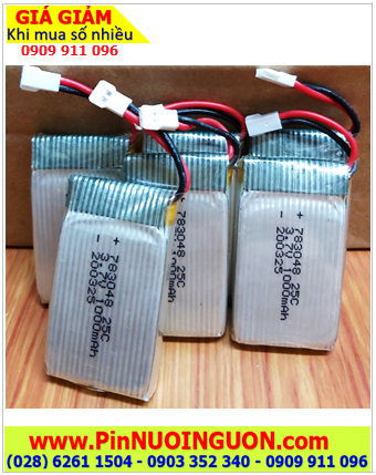 Pin Máy bay Quadcopter mô hình Pin sạc 3.7v LiPolymer LP-783040 1000mAh dòng xả 25C (7.8mmx3.0mmx48mm), có mạch sẳn